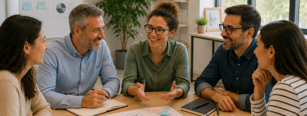 Grupo de profesionales en coaching de equipos